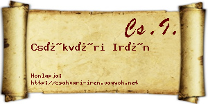 Csákvári Irén névjegykártya