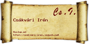 Csákvári Irén névjegykártya